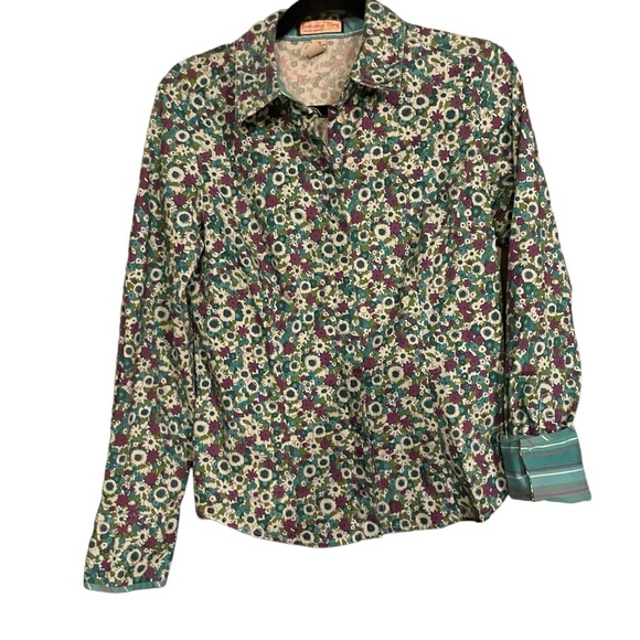 Jamaica Bay Blue, Green, Purple, Discover Paradise floral print blouse. Size M - Picture 5 of 5